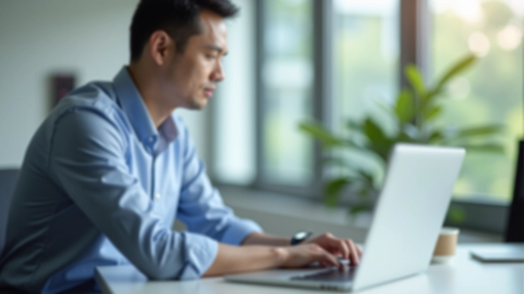 Professional typing an email on a laptop, showing thoughtful follow-up communication after a networking event
